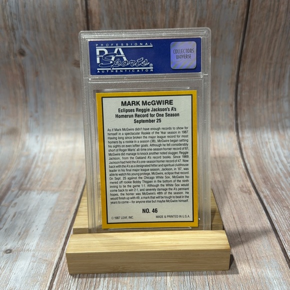 1987 Donruss Mark McGwire #46 PSA Mint 9 Baseball Card #10153644 #ME518 - Picture 3 of 3